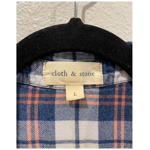 CLOTH AND STONE Plaid Blue White Pink Button Down Shirt - Picture 2 of 5